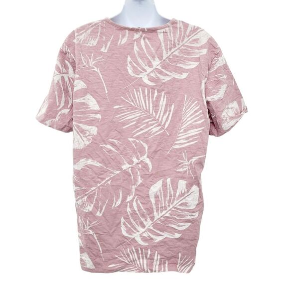 2/$20 Max Cocos Pink & White Leafs Pattern Top Tee Blouse Size: Large - Picture 5 of 7
